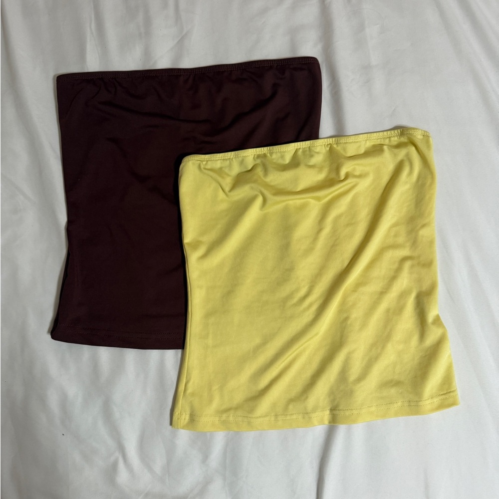 Brown & Yellow Tube Top
